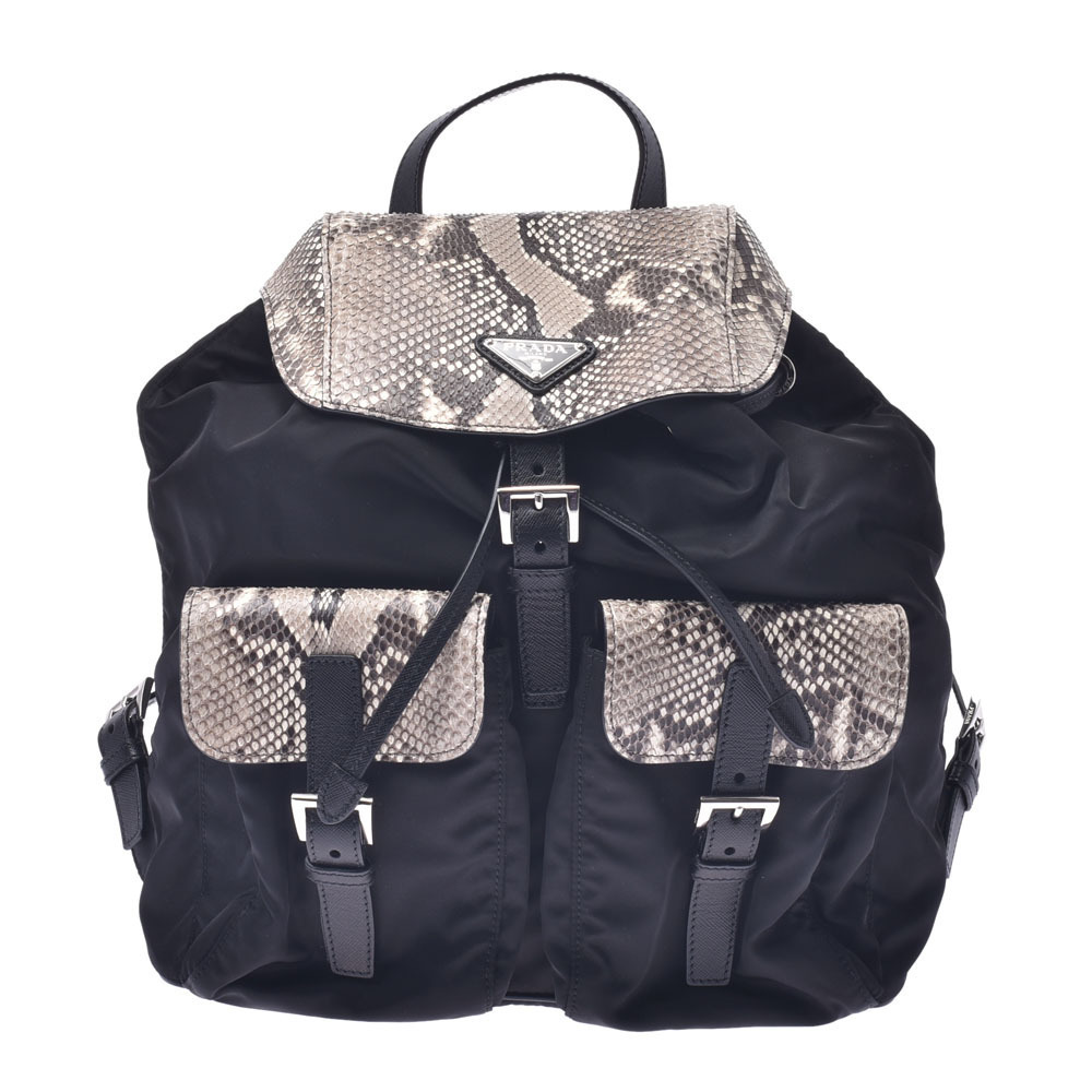 Prada Backpack Black Nylon Python Daypack - image 1